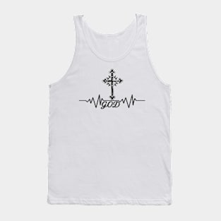 Heartbeat Pulse God Cross Christian Faith Tank Top